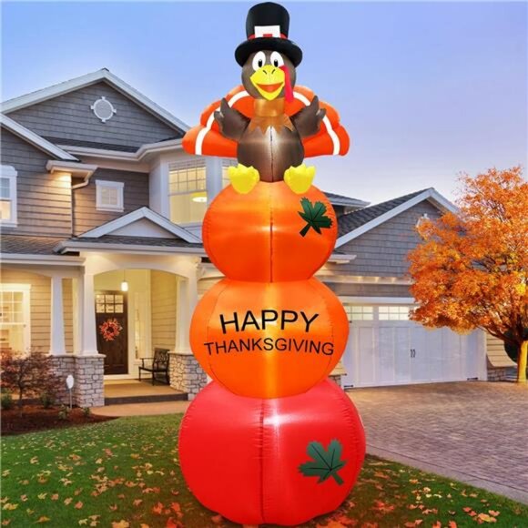 8 Foot Tall Thanksgiving Inflatables Turkey Outdoor Decorations Blow Up - Picture 1 of 7